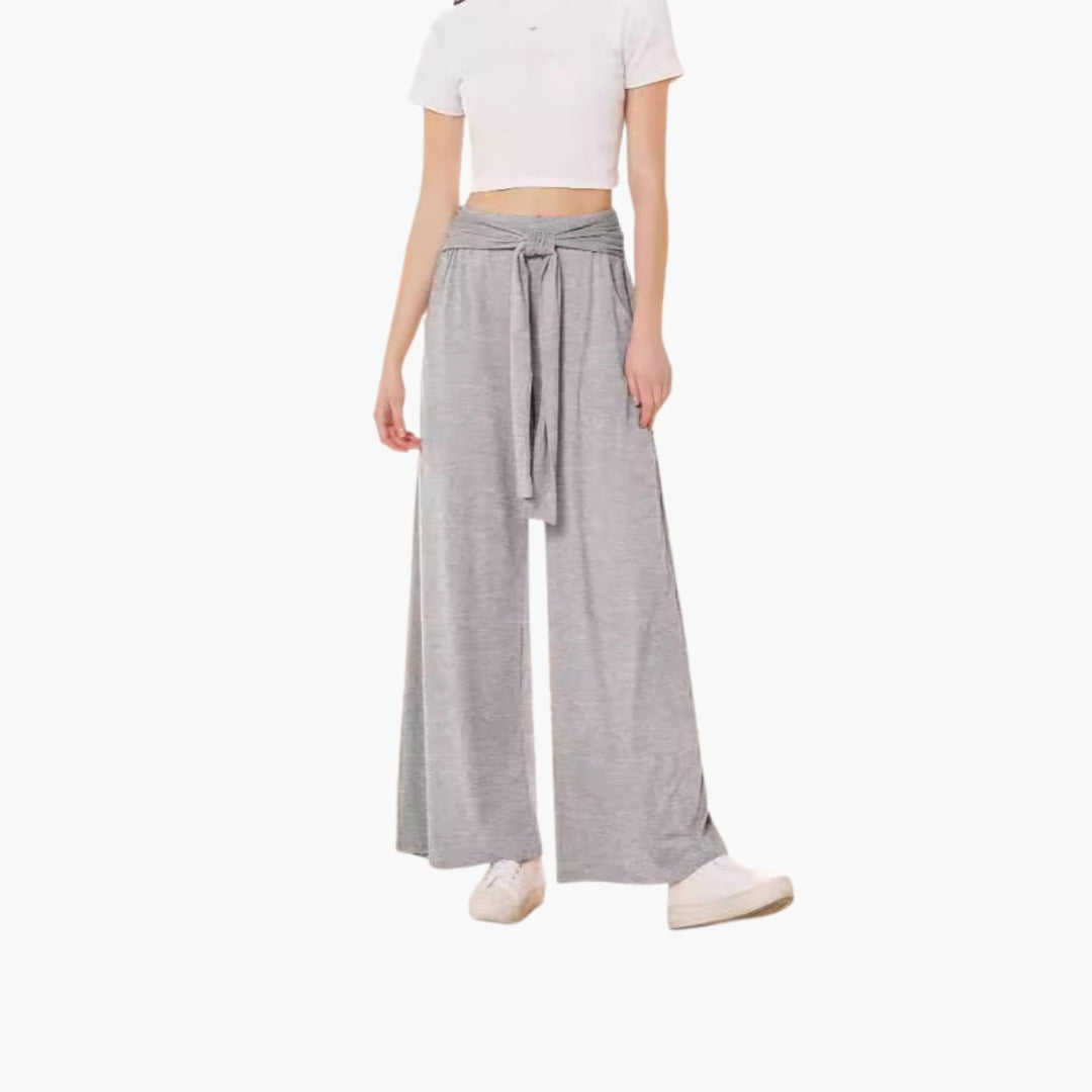 Damenhose mit Taillengürtel und weitem Bein
