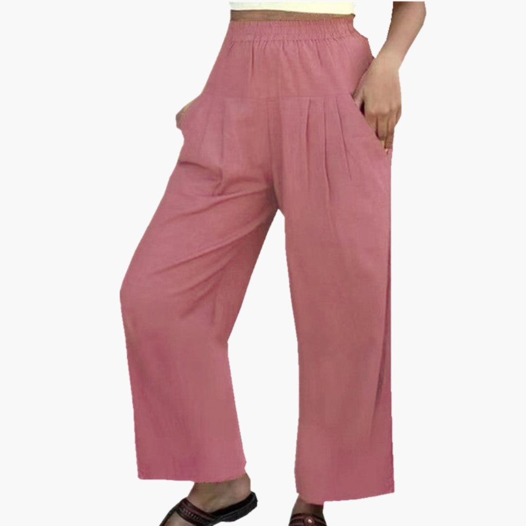 Damenhose mit weitem Bein und elastischem Bund
