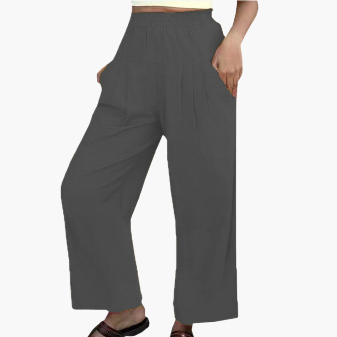 Damenhose mit weitem Bein und elastischem Bund