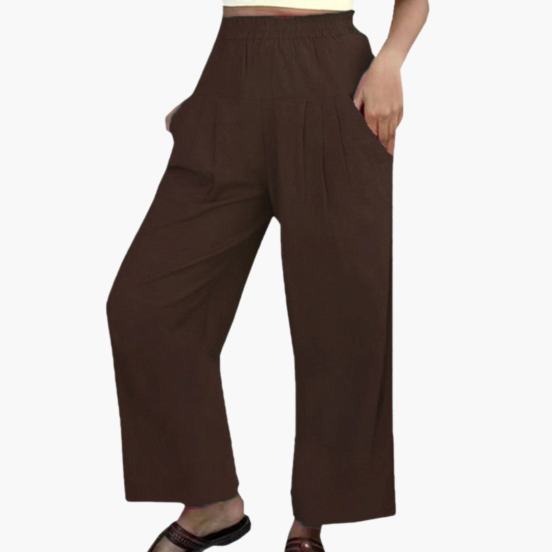 Damenhose mit weitem Bein und elastischem Bund