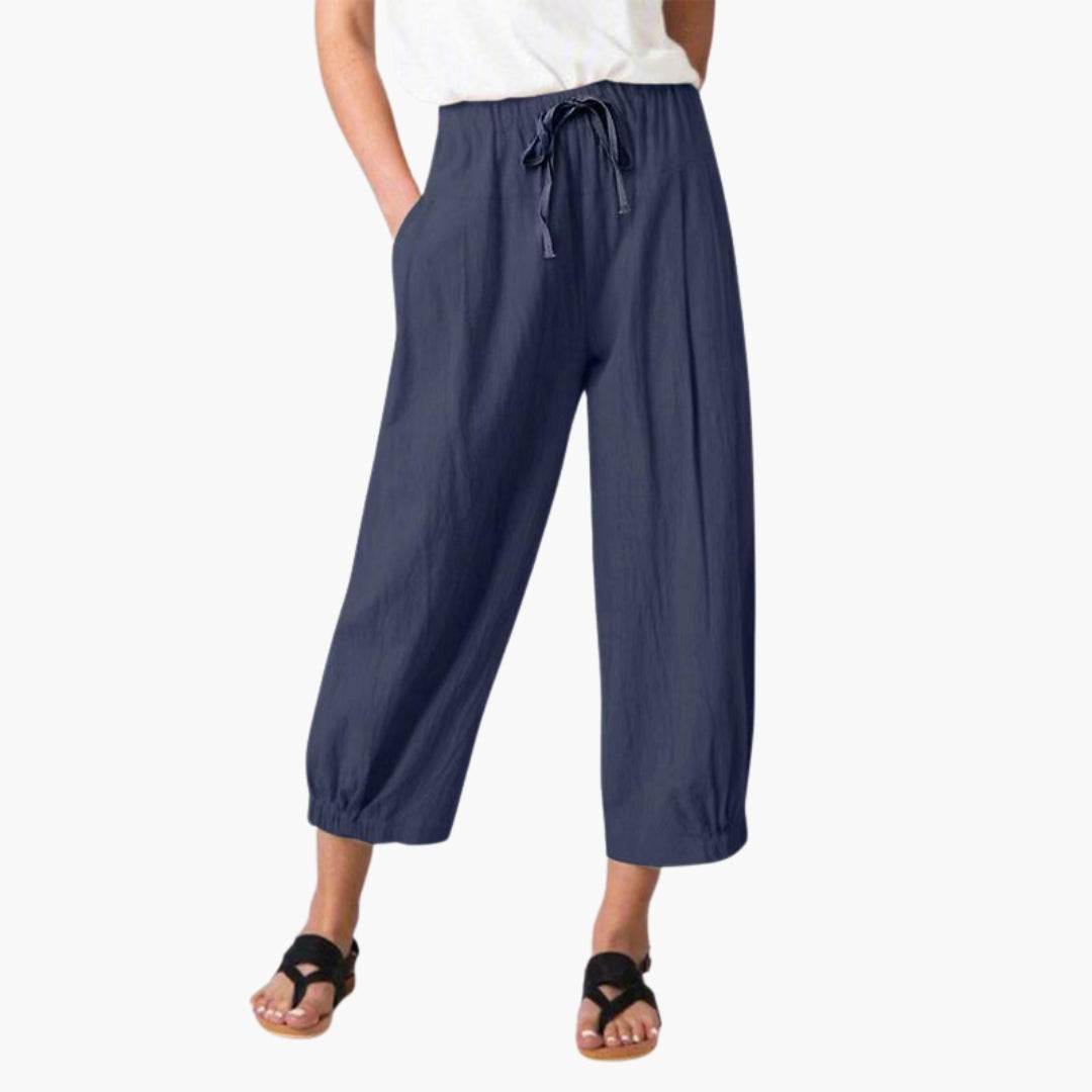 Pantalon Femme a Taille Élastique et Longueur Cheville