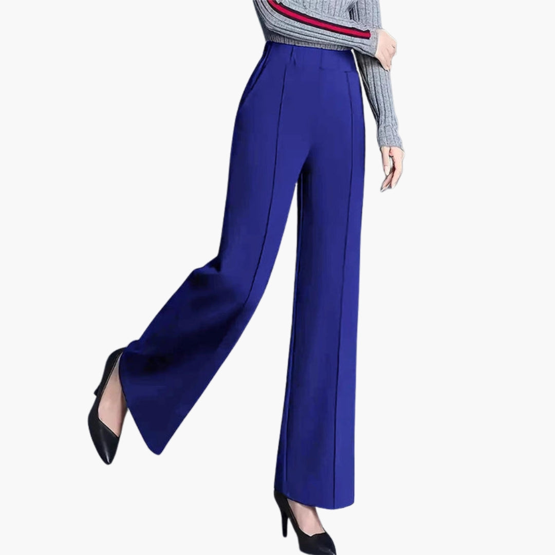 Pantalón Palazzo para mujer de talle alto con pliegues laterales