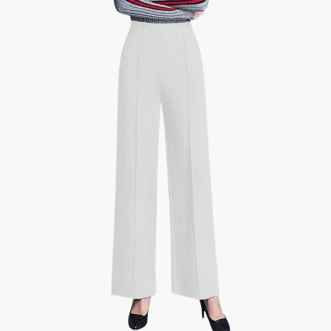 Pantalón Palazzo para mujer de talle alto con pliegues laterales