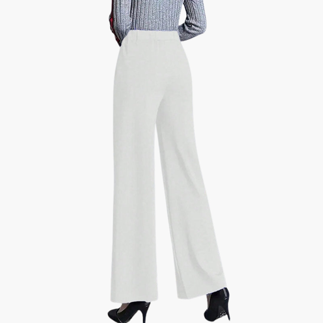 Pantalón Palazzo para mujer de talle alto con pliegues laterales