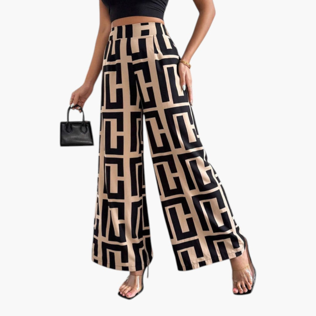 Palazzohose für Damen mit hohem Bund und weitem Bein