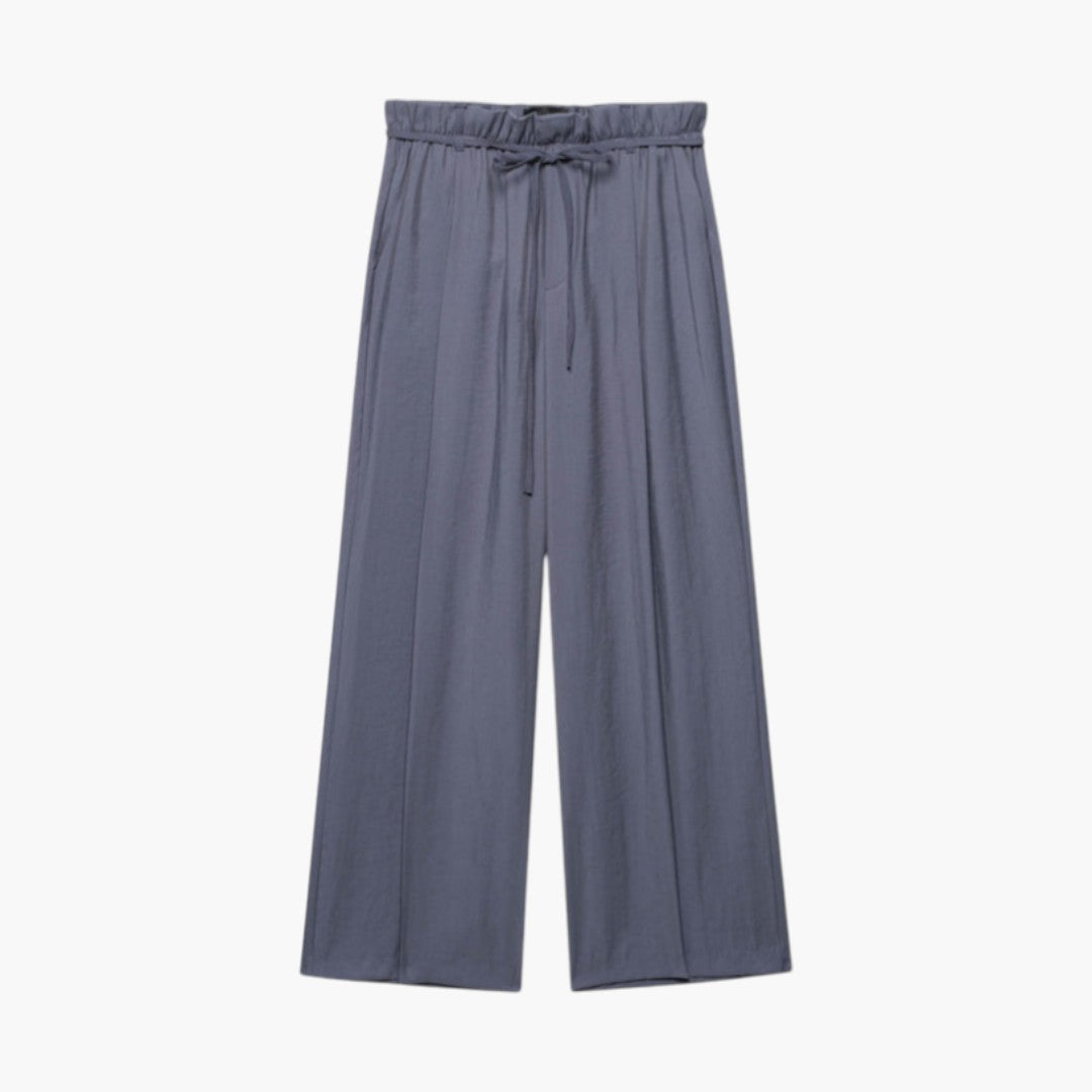 Pantaloni palazzo donna con vita elastica e gamba larga
