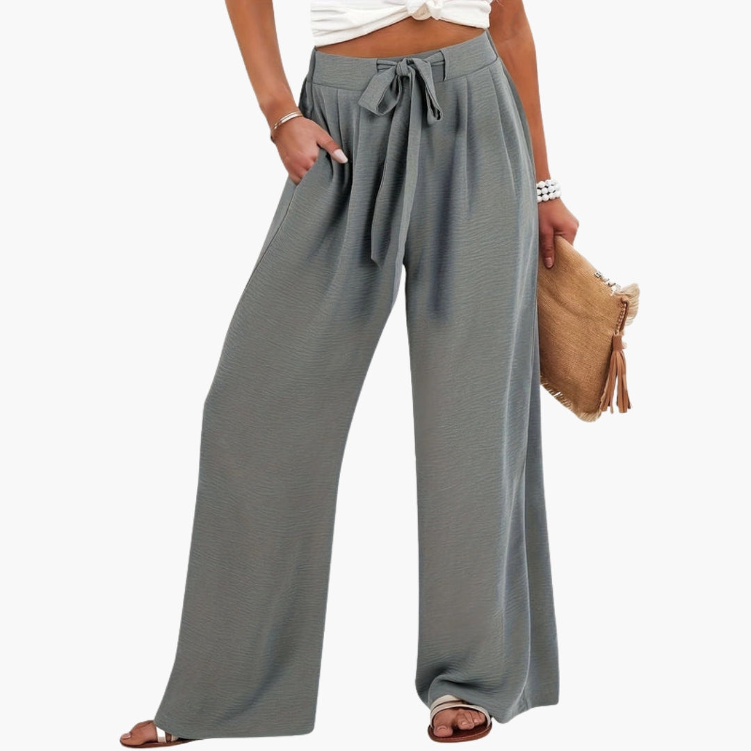 Pantalon Palazzo Femme avec Taille Élastique et Jambe Large