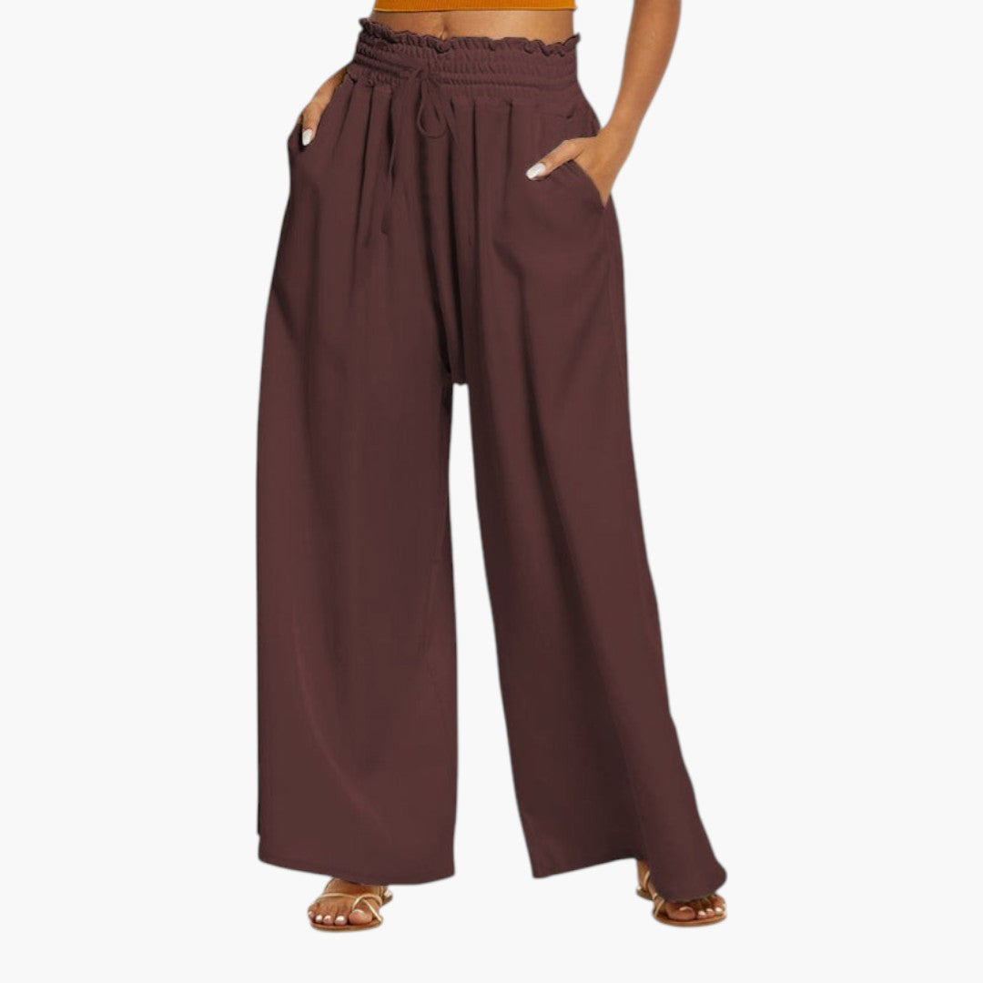 Palazzo-Hose für Damen mit weitem Bein und Taschen