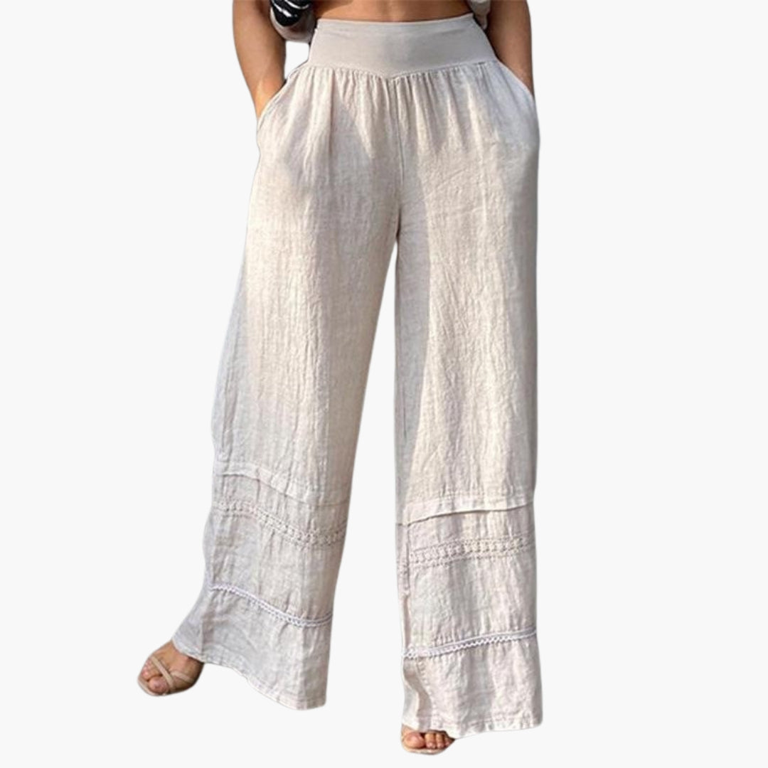Palazzo-Hose für Damen mit strukturiertem Saum