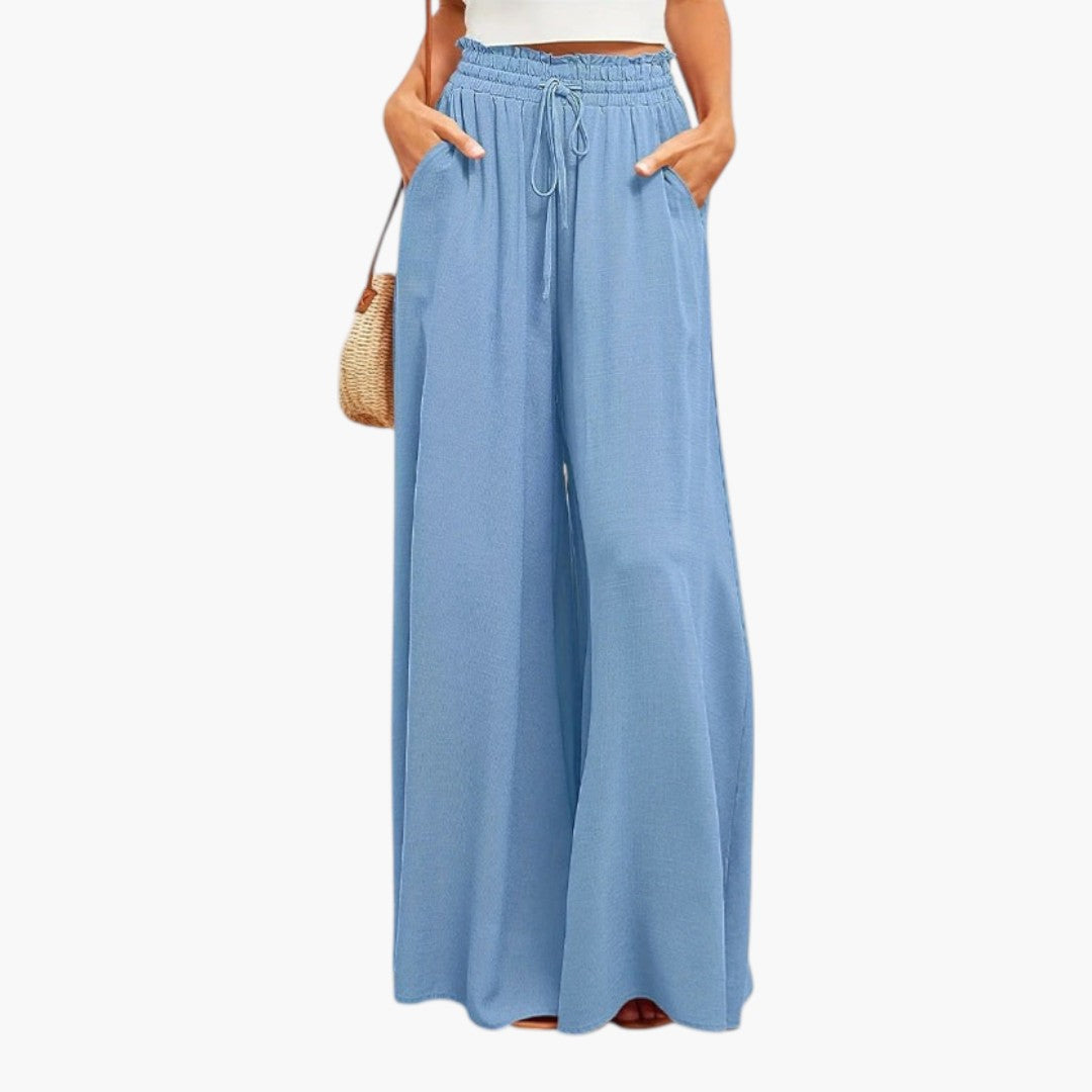 Calças Palazzo Femininas com Bolsos Laterais
