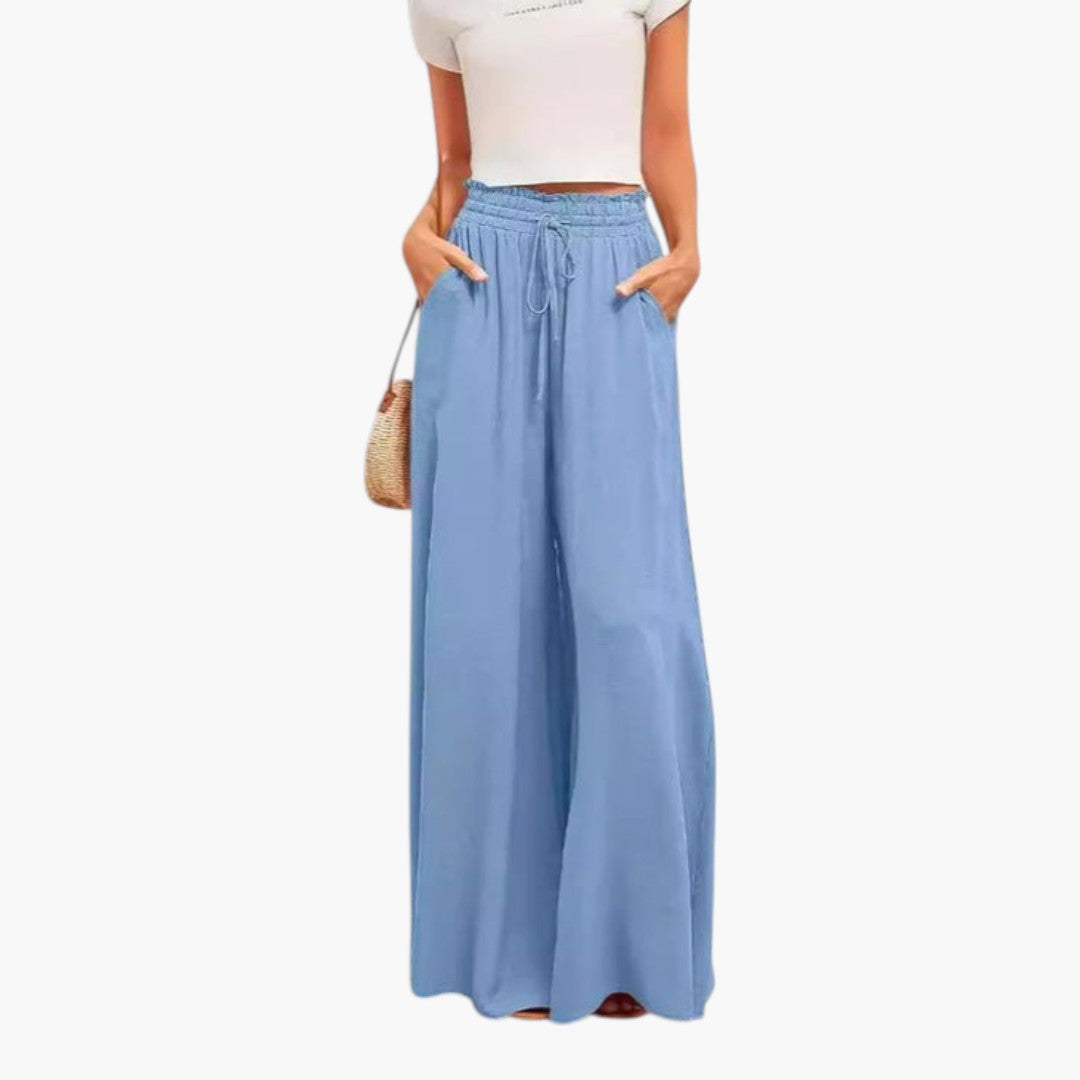 Calças Palazzo Femininas com Bolsos Laterais