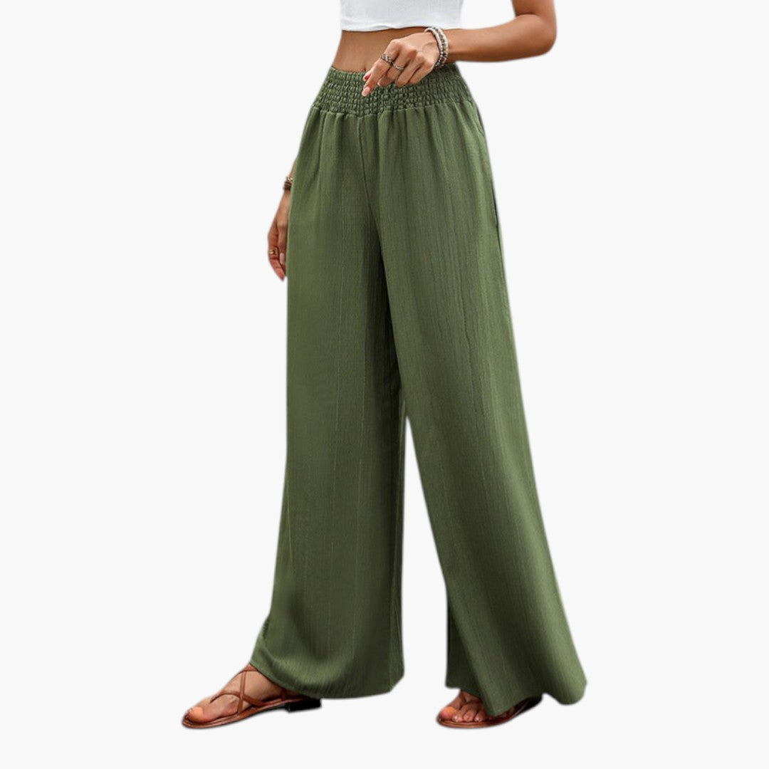 Pantalón Palazzo para mujer con cintura elástica y piernas anchas