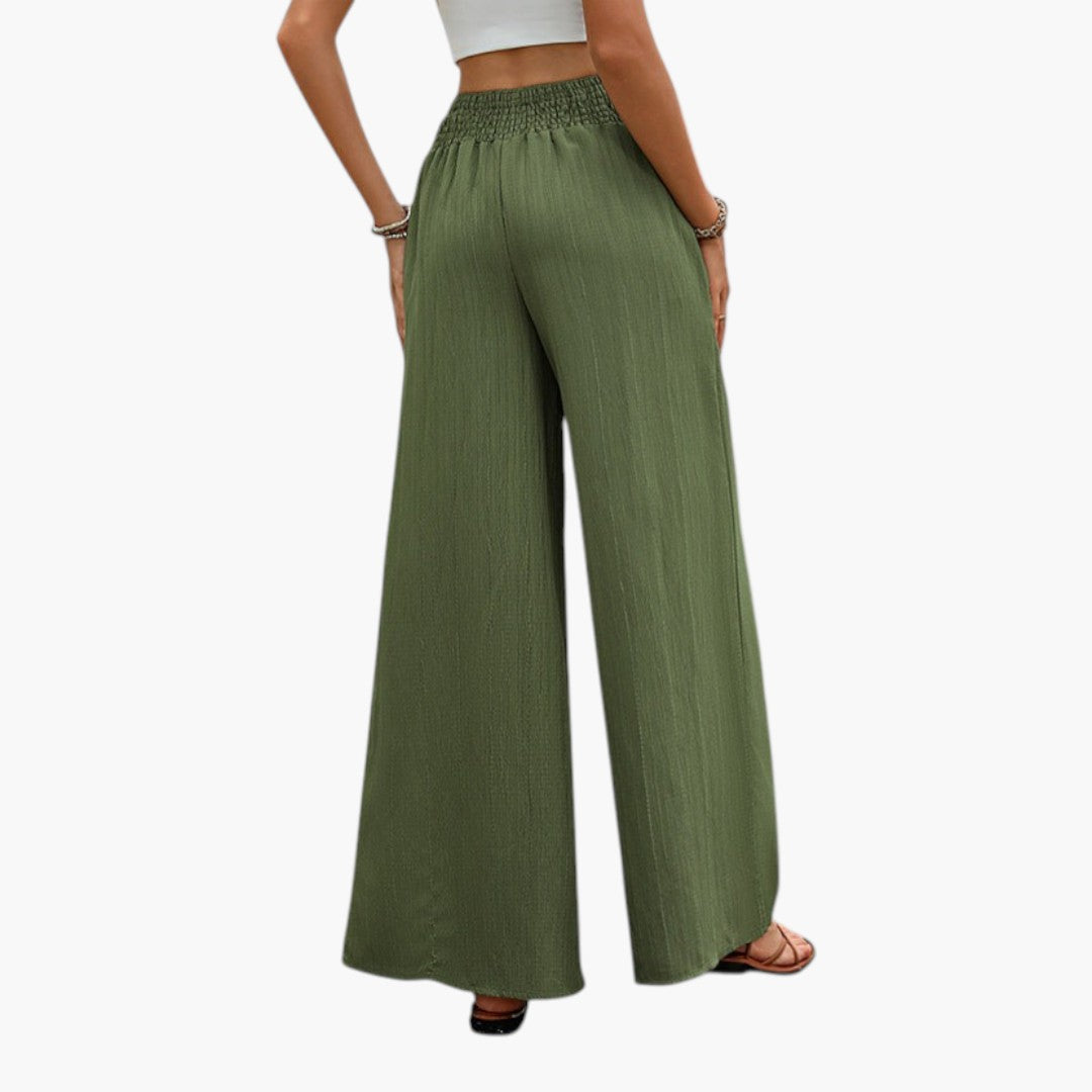 Pantalón Palazzo para mujer con cintura elástica y piernas anchas