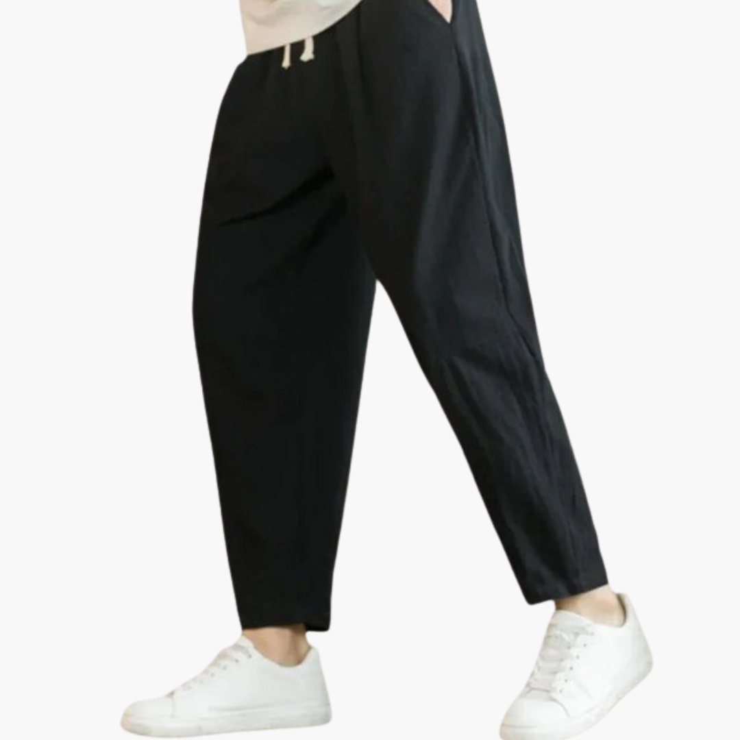 Pantalon à Jambe Droite pour Homme avec Cordon de Serrage et Poches Latérales