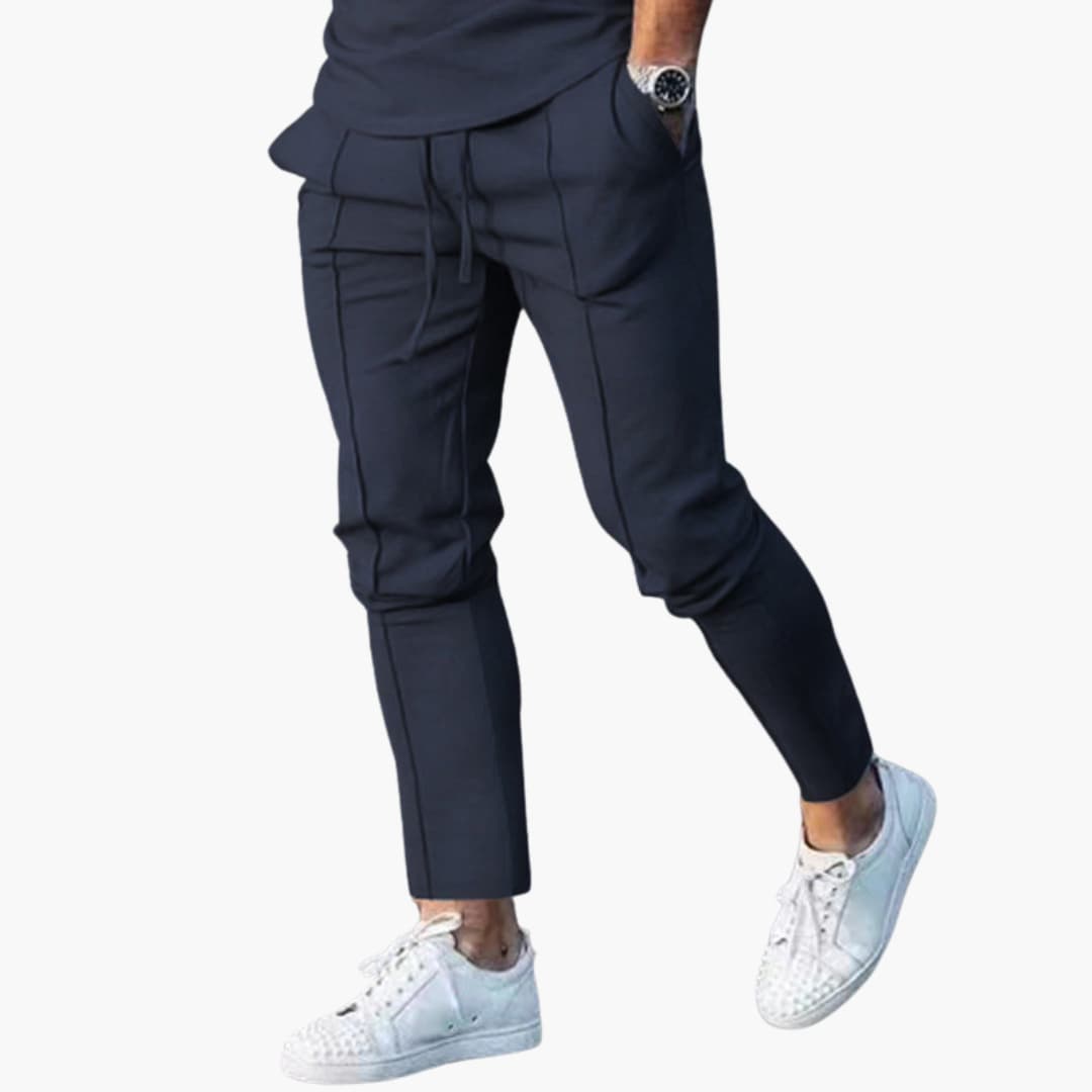 Casual herenbroek met elastische taille en zijzakken