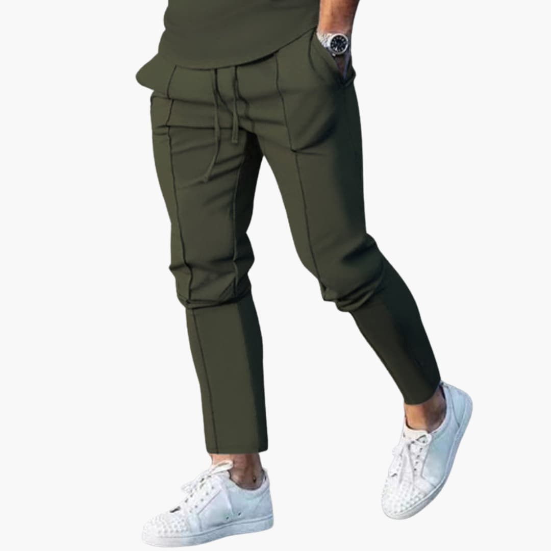 Casual herenbroek met elastische taille en zijzakken