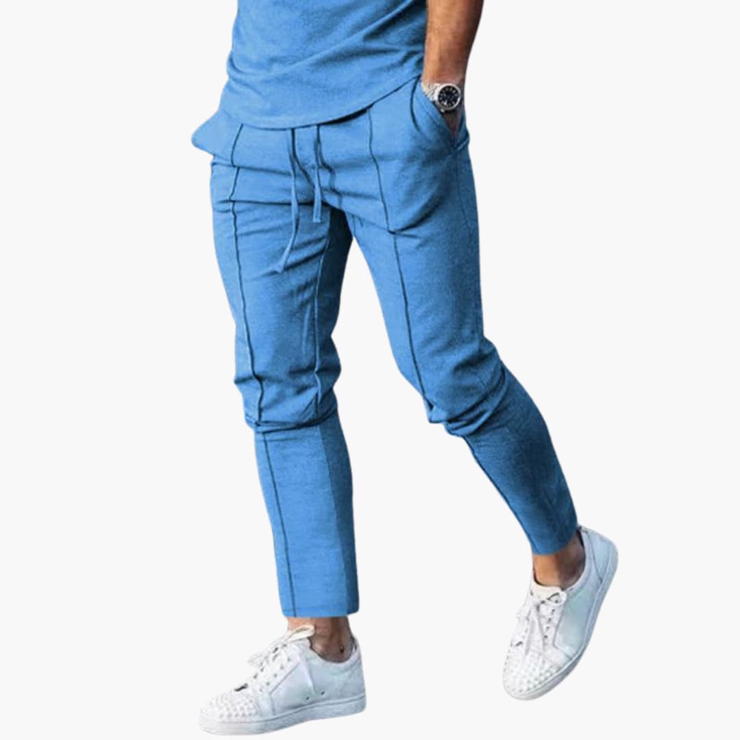 Casual herenbroek met elastische taille en zijzakken