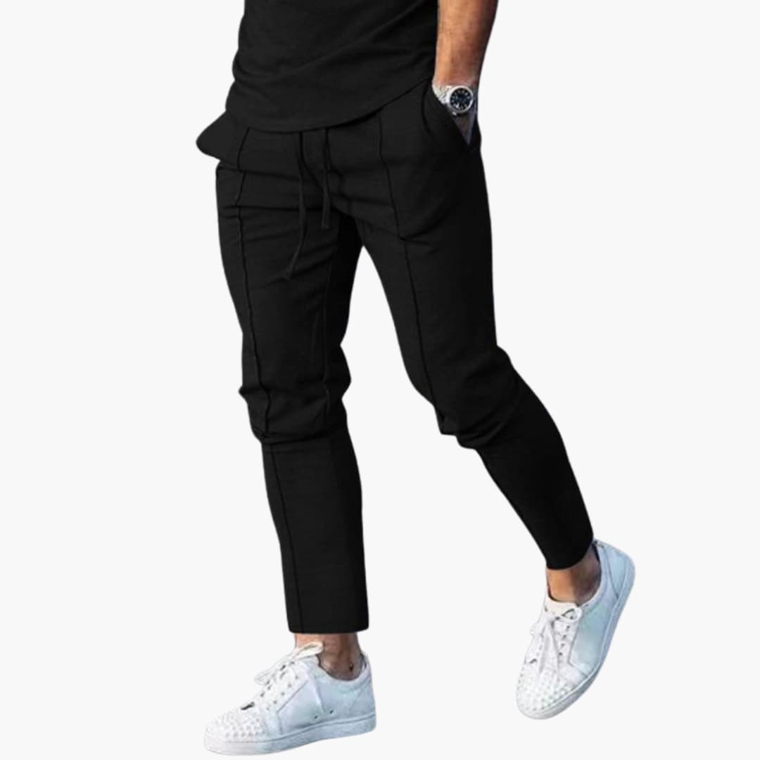 Casual herenbroek met elastische taille en zijzakken