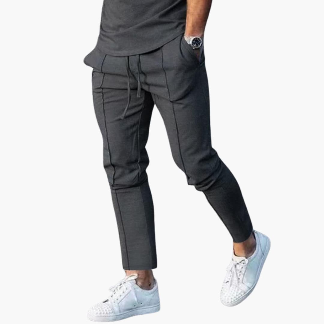 Casual herenbroek met elastische taille en zijzakken