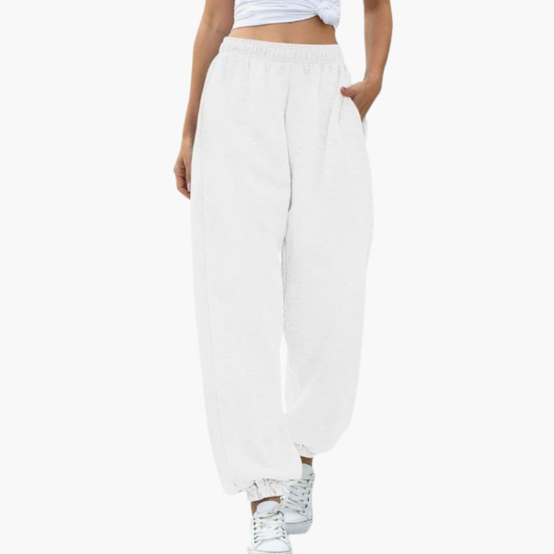 Pantalon de jogging femme taille haute coupe large