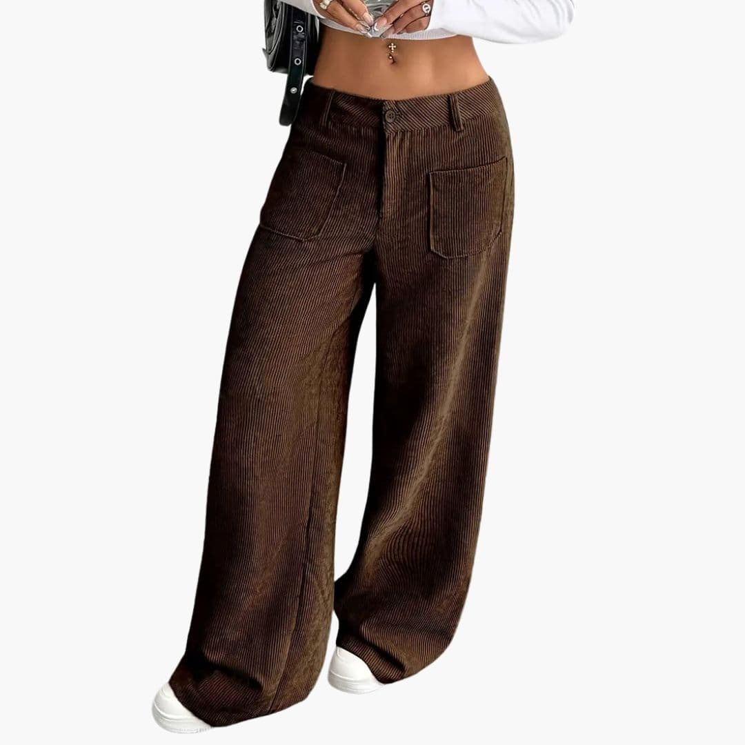 Pantalon en velours côtelé pour femme à jambes larges