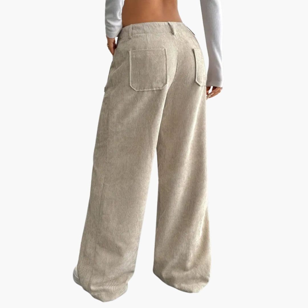 Pantalon en velours côtelé pour femme à jambes larges