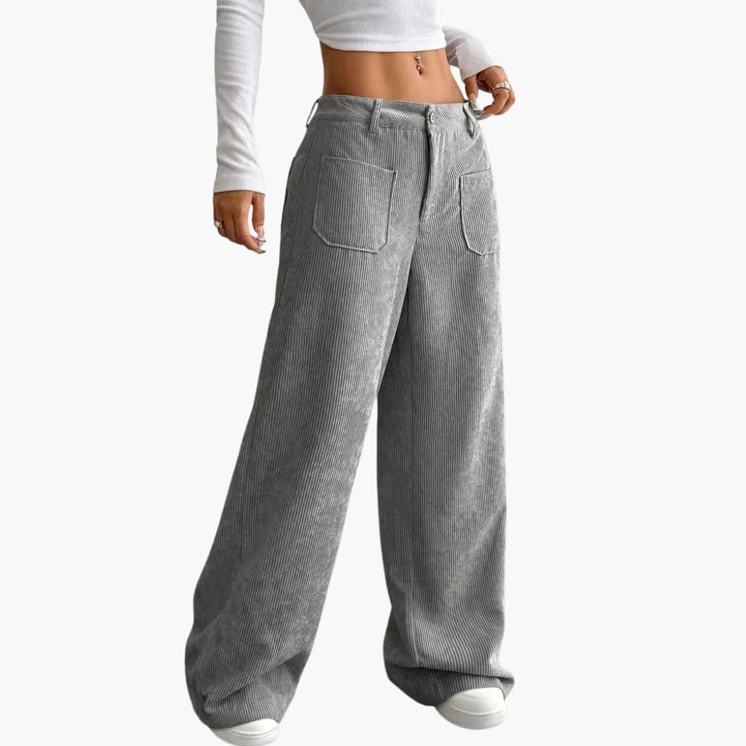 Pantalon en velours côtelé pour femme à jambes larges