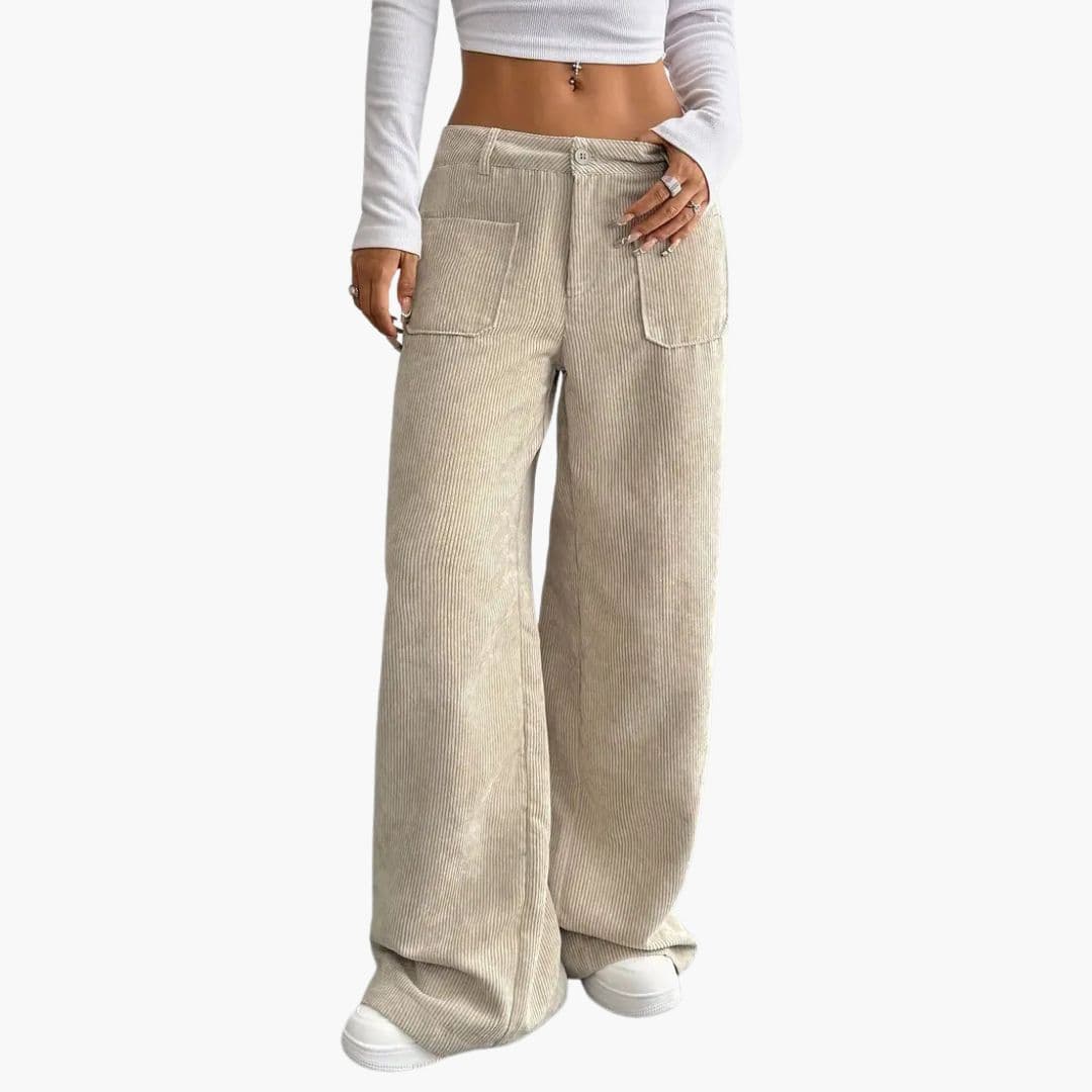 Pantalon en velours côtelé pour femme à jambes larges