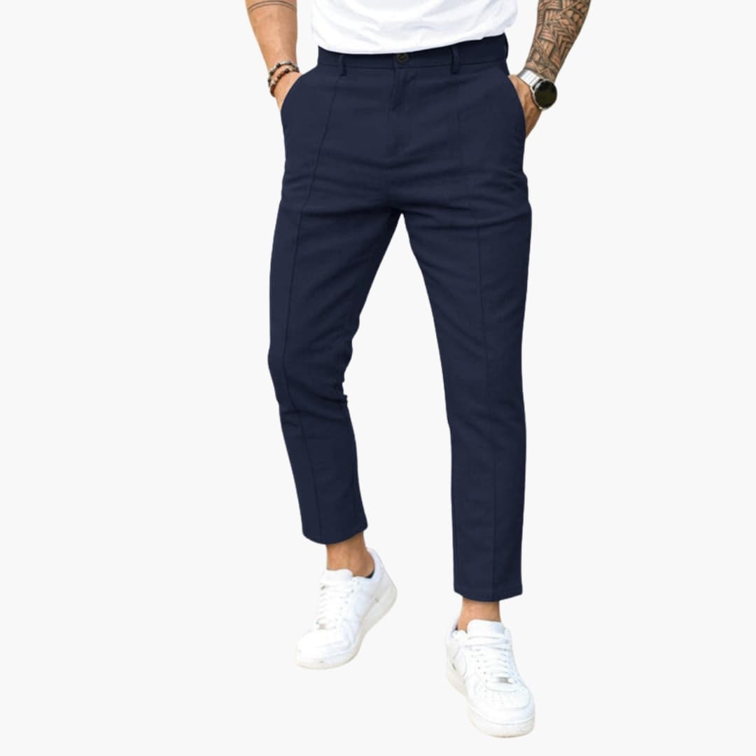 Herrebukser slim fit afslappet ved anklen med forreste søm