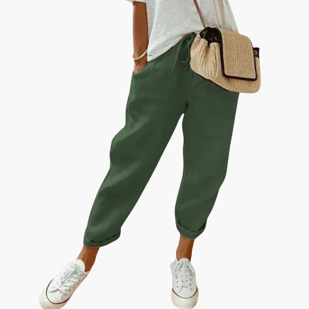 Pantalon pour femme avec taille à cordon et poches latérales