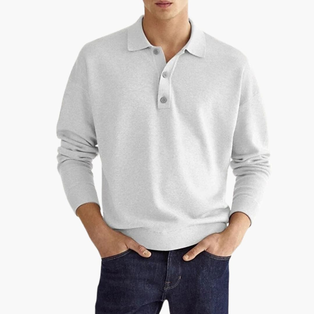 Polo homme à manches longues avec patte de boutonnage