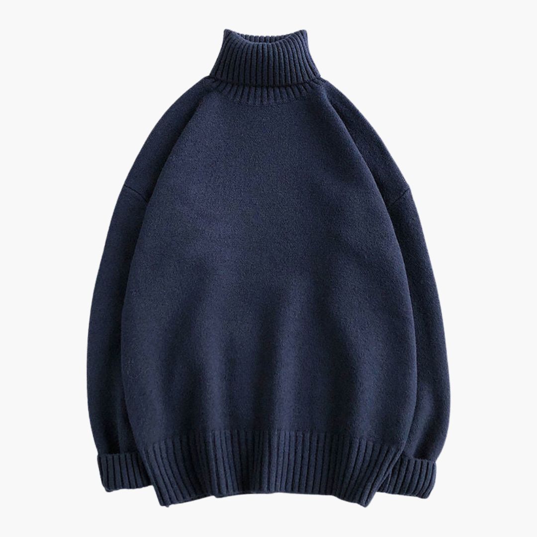 Pull col roulé heren met geribde kraag
