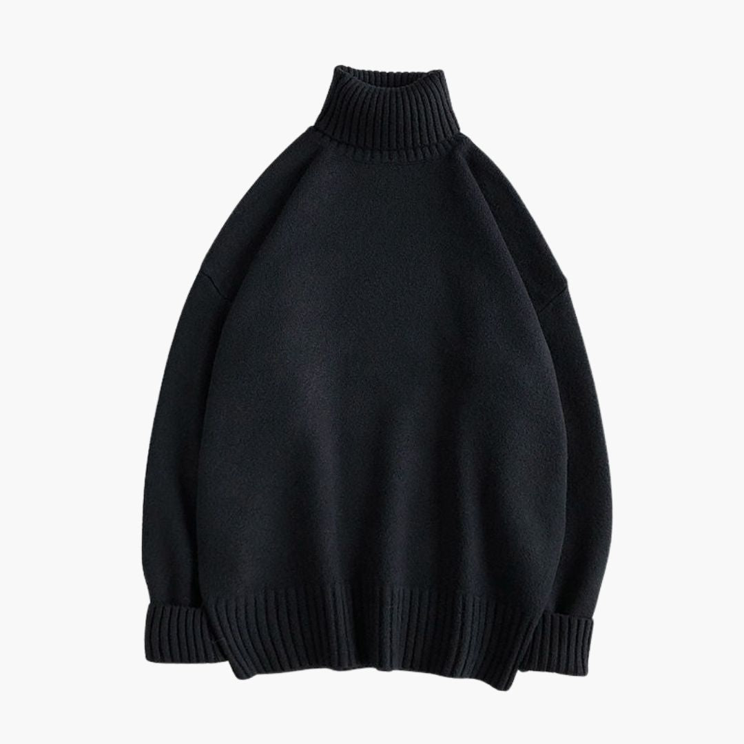 Pull col roulé heren met geribde kraag