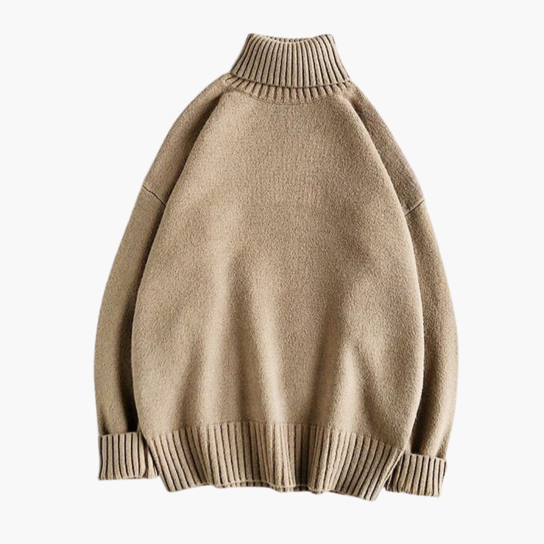 Pull col roulé heren met geribde kraag
