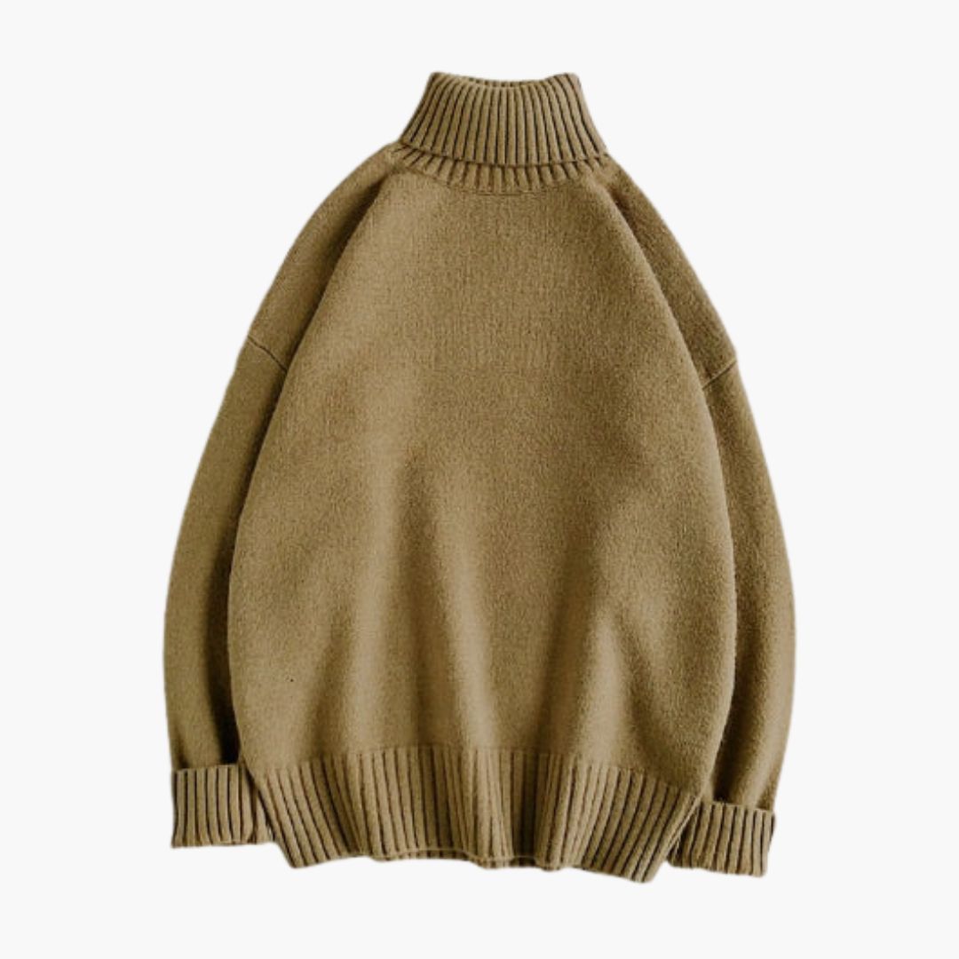 Pull col roulé heren met geribde kraag