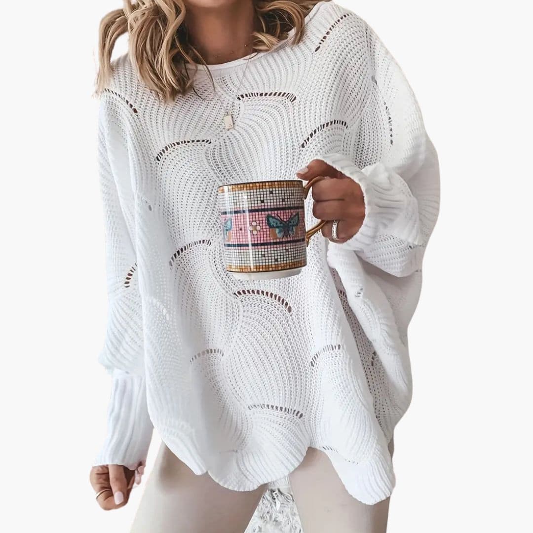 Camisola Mulher Oversize Malha com Gola Redonda