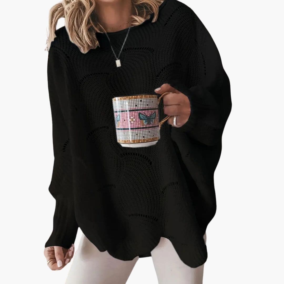 Camisola Mulher Oversize Malha com Gola Redonda