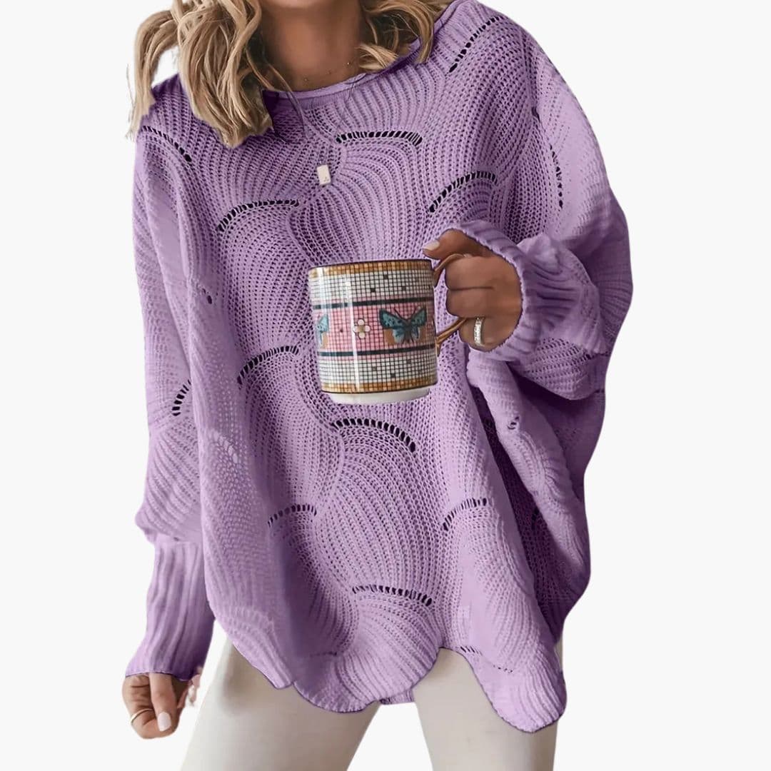 Camisola Mulher Oversize Malha com Gola Redonda