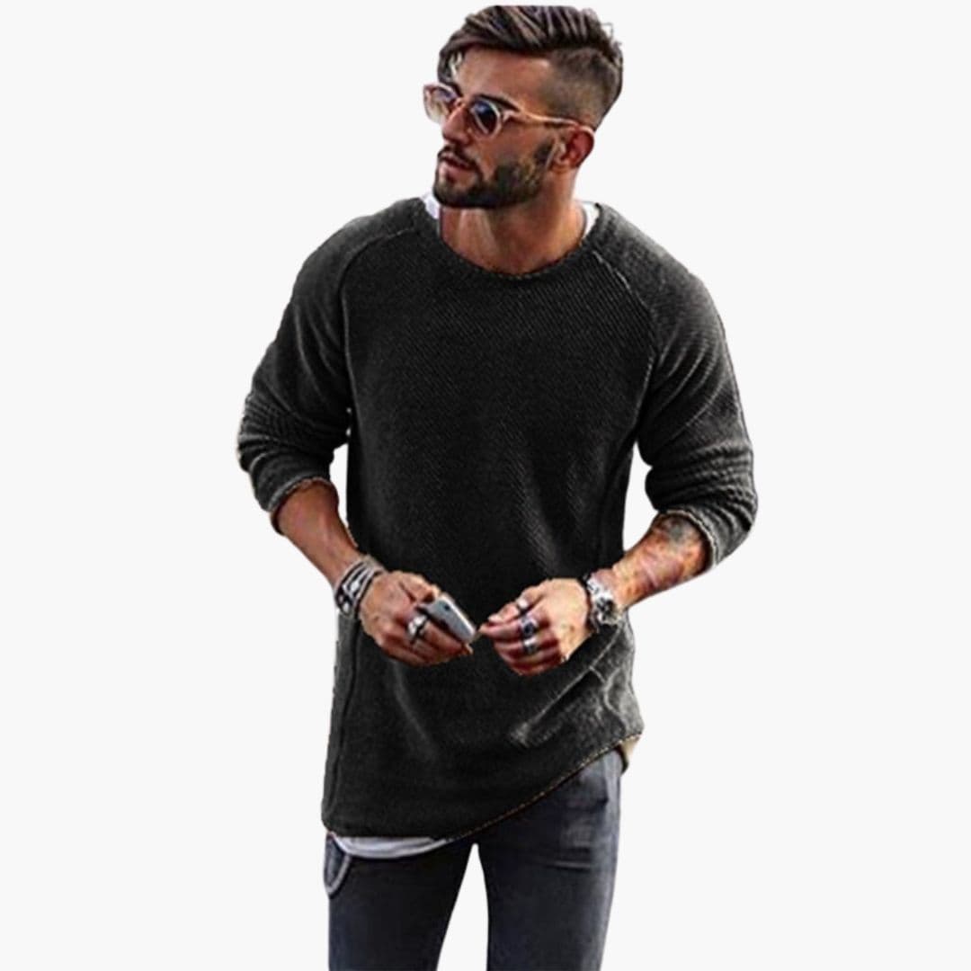 Camisola de Malha para Homem com Gola Redonda e Superfície Texturizada