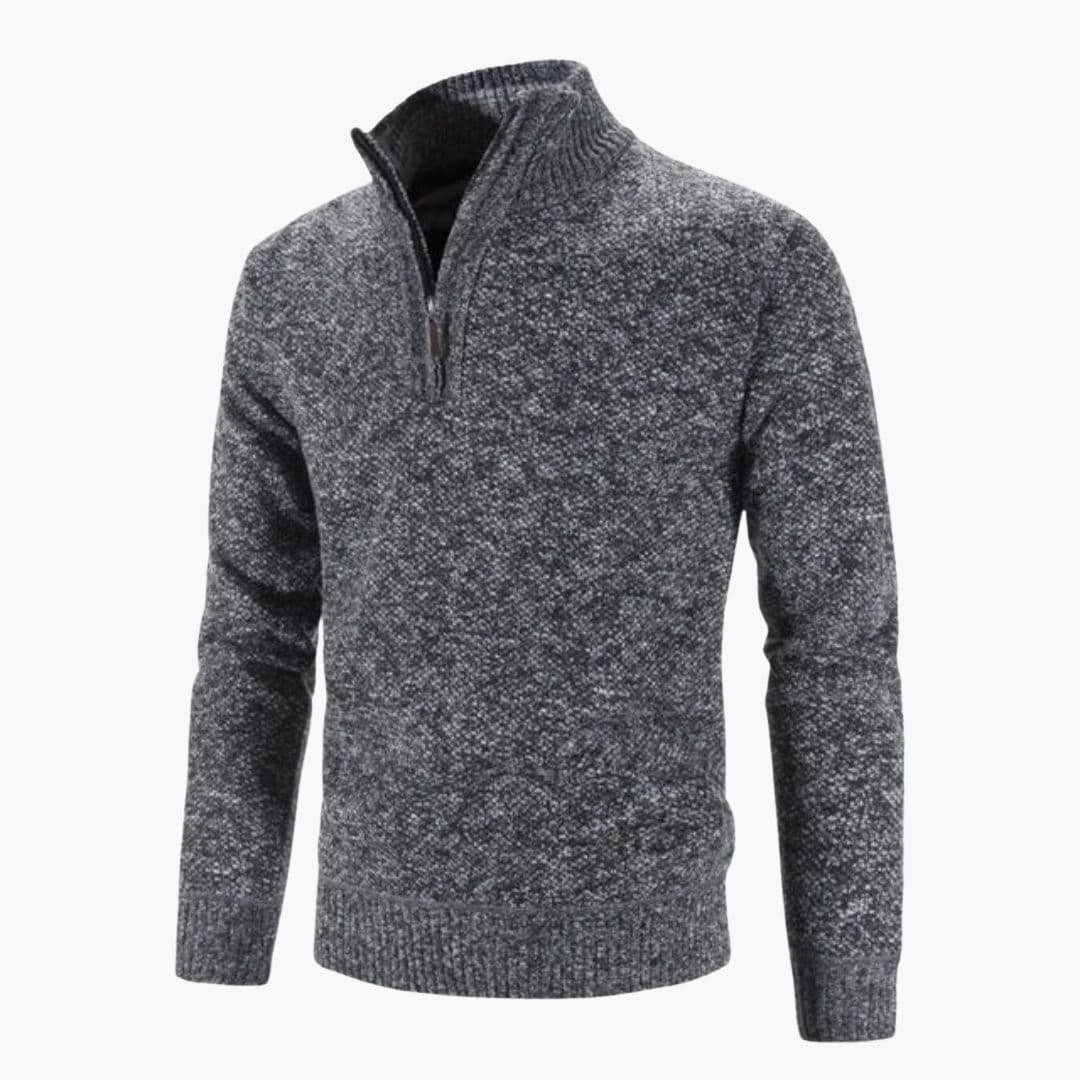 Pull Hombre en Punto Medio Cremallera Acabados Acanalados