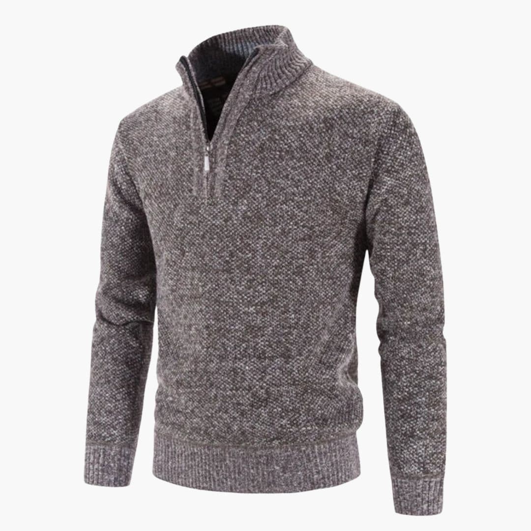 Pull Hombre en Punto Medio Cremallera Acabados Acanalados