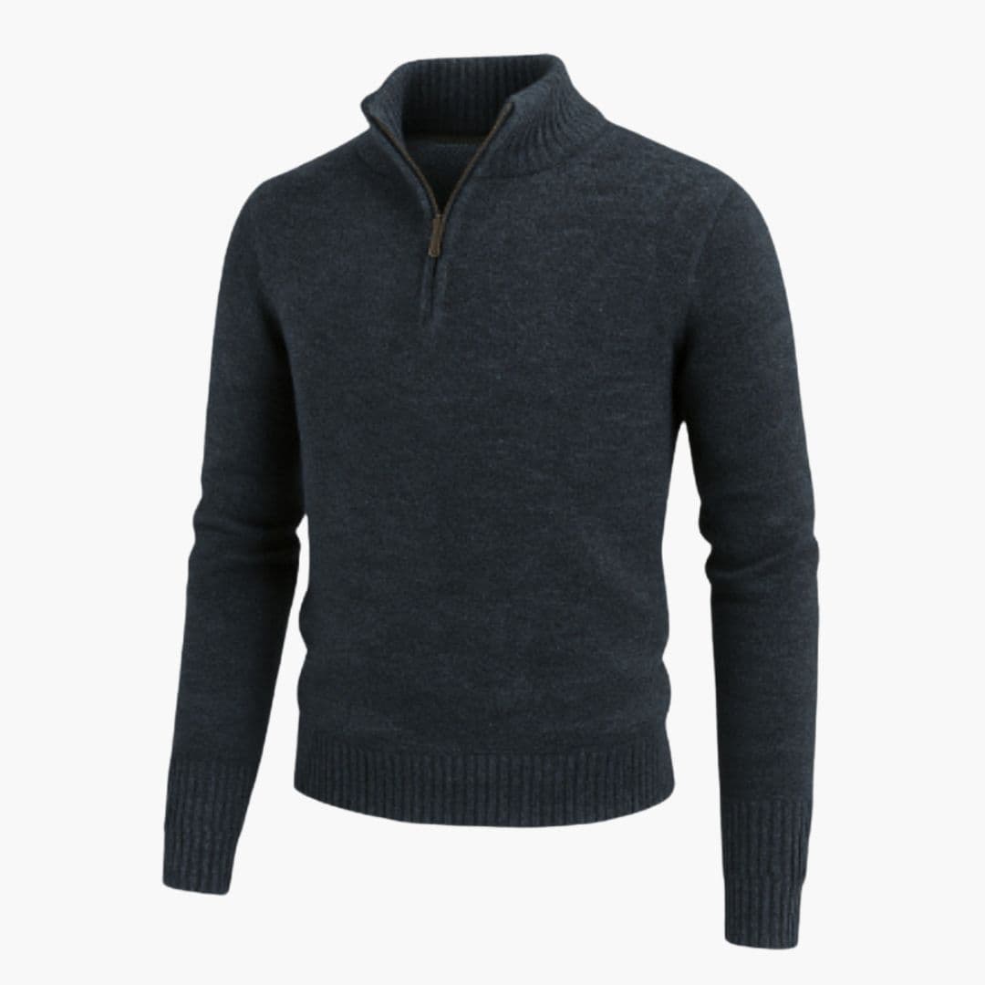 Pull Hombre en Punto Medio Cremallera Acabados Acanalados