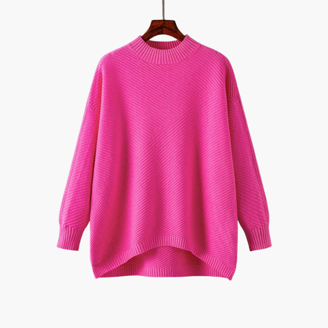 Jersey acanalado para mujer con cuello alto y mangas largas