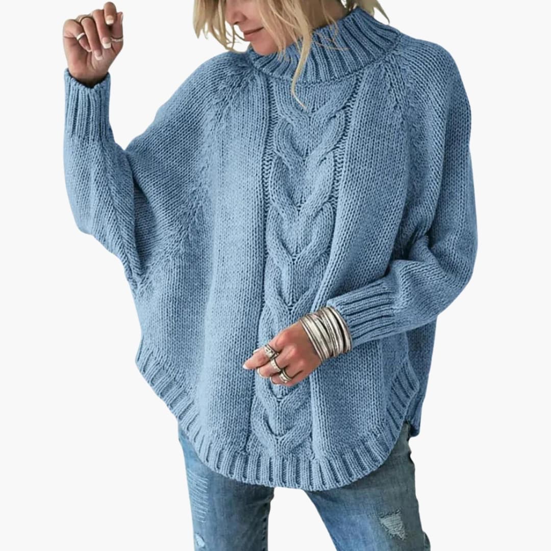 Pull en maille femme à col roulé avec motif torsadé