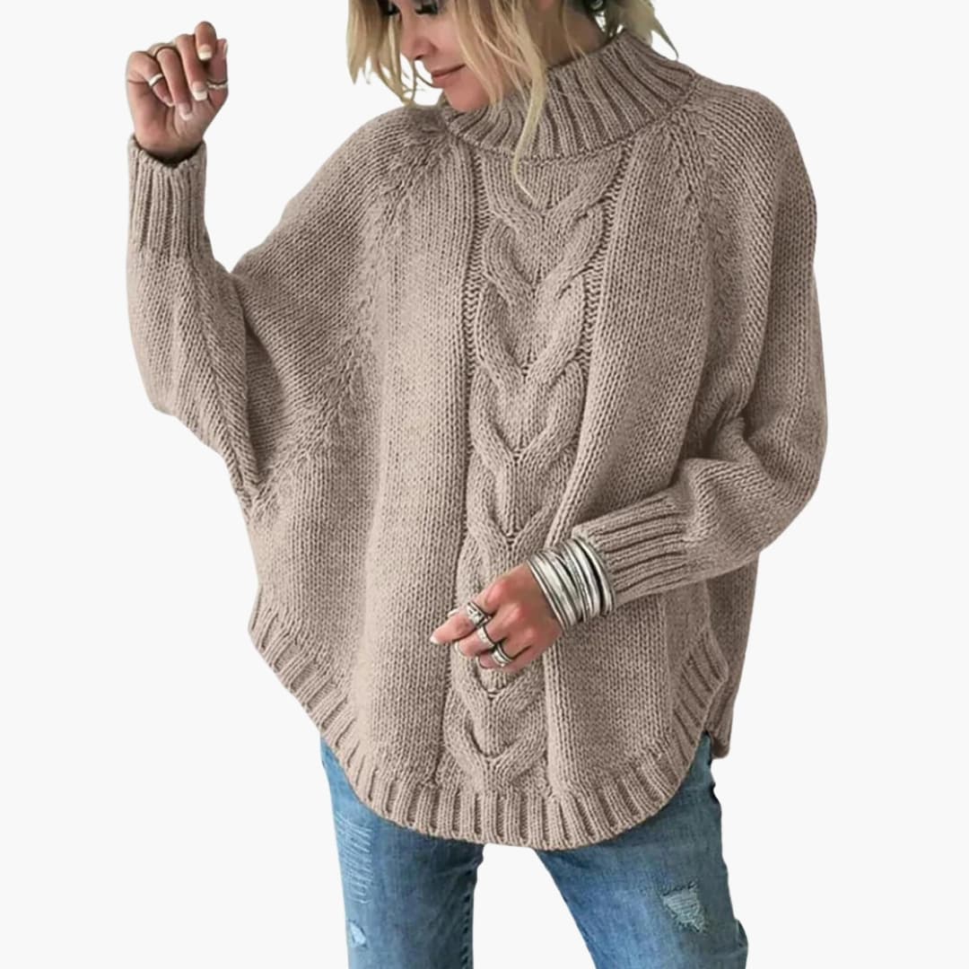 Pull en maille femme à col roulé avec motif torsadé