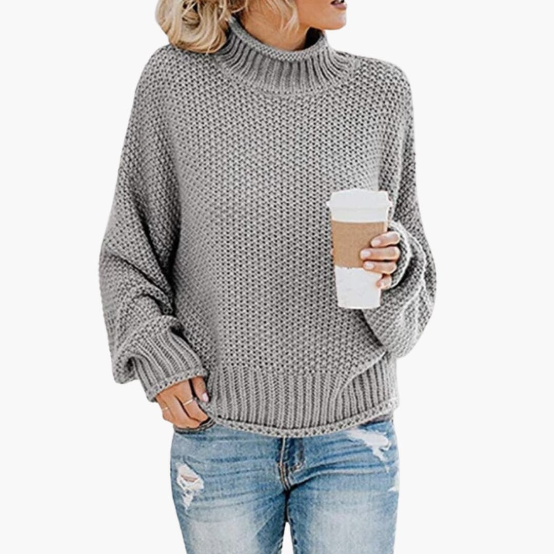 Pull en maille femme à col roulé avec surface texturée