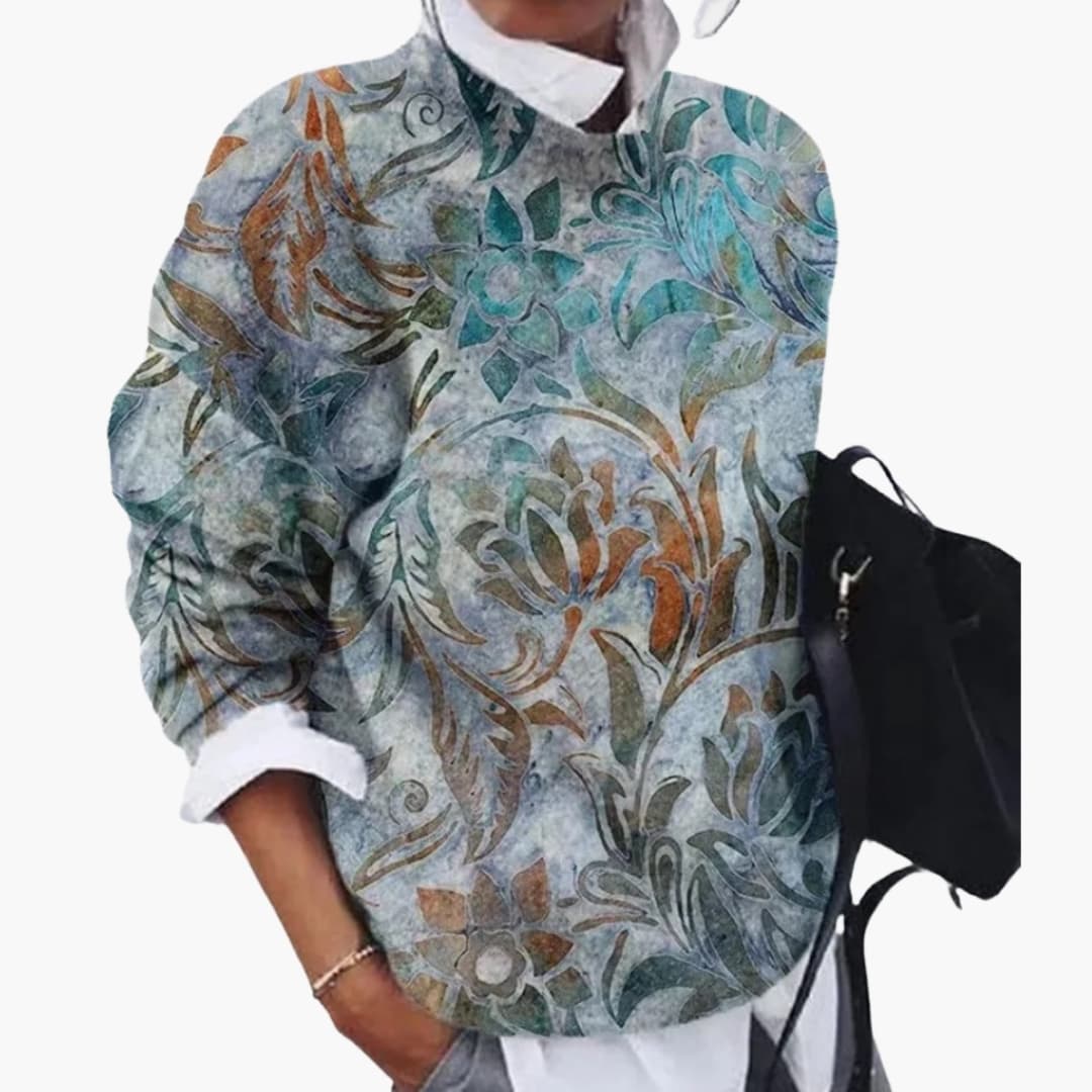 Damen Strickpullover mit Rundhalsausschnitt und geometrischem Muster