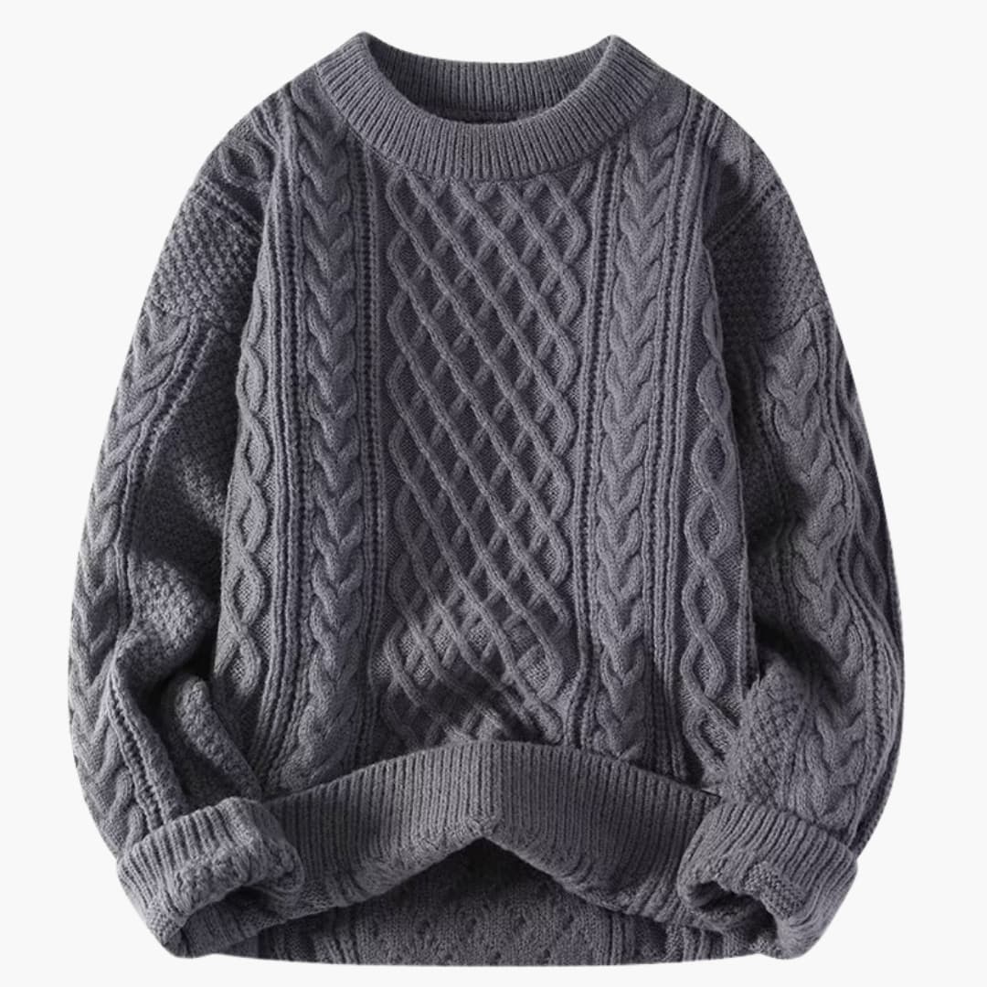 Damen Strickpullover mit Rundhalsausschnitt und Zopfmuster