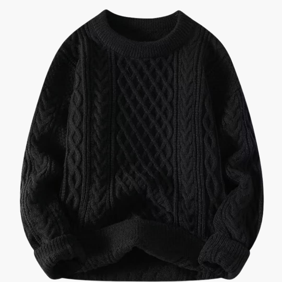 Damen Strickpullover mit Rundhalsausschnitt und Zopfmuster