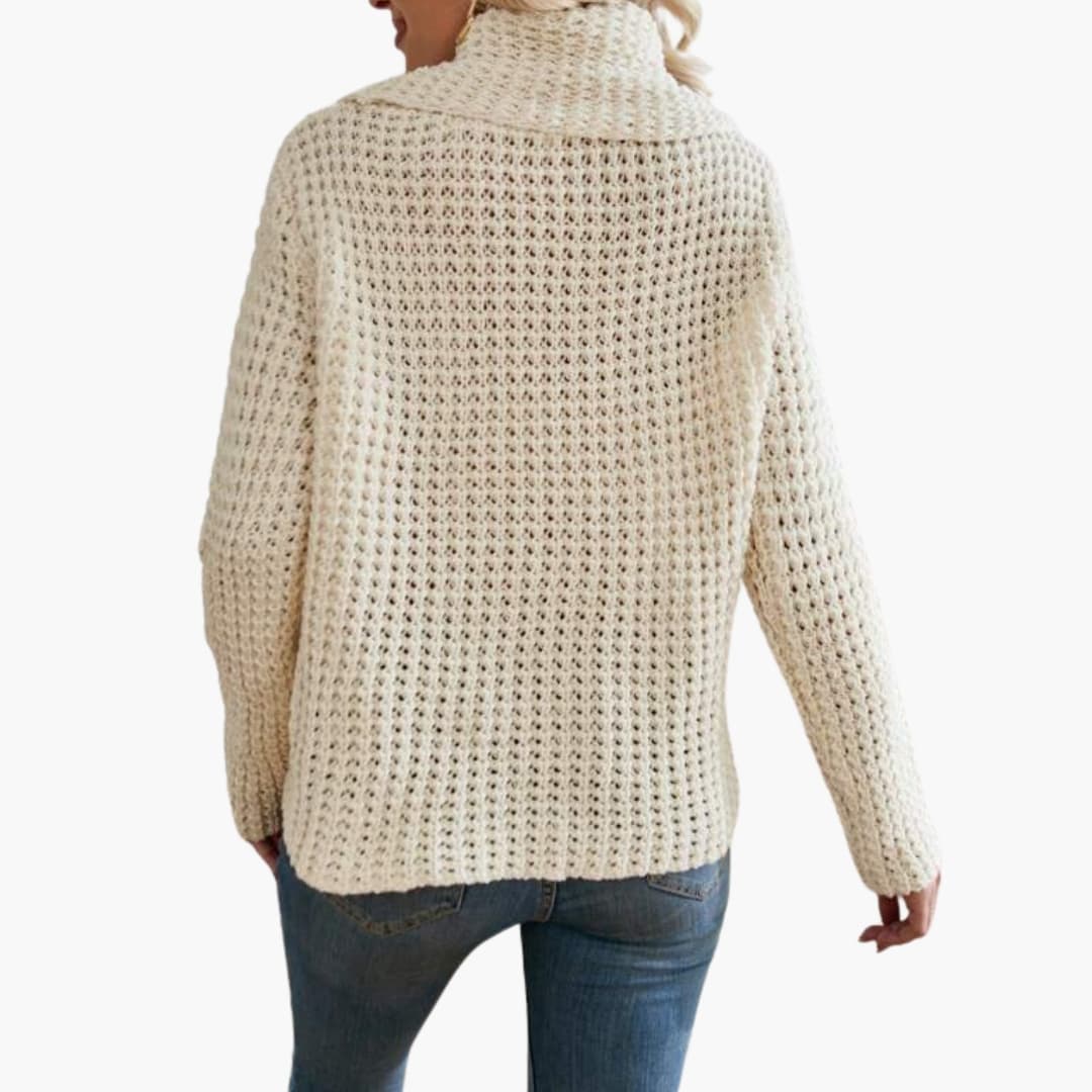 Strickpullover für Damen mit geknöpftem Wasserfallausschnitt